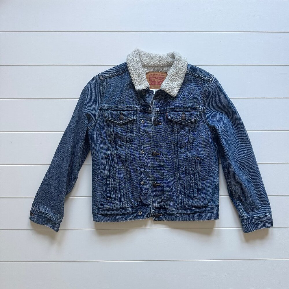 Levi's 90s Sherpa-Lined Denim Trucker Jacket, Unisex M (Levi's Big Boys 10 -12)